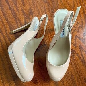 LK Bennett Clemmie Patent Nude Slingback Heel, 36 **FLAWS